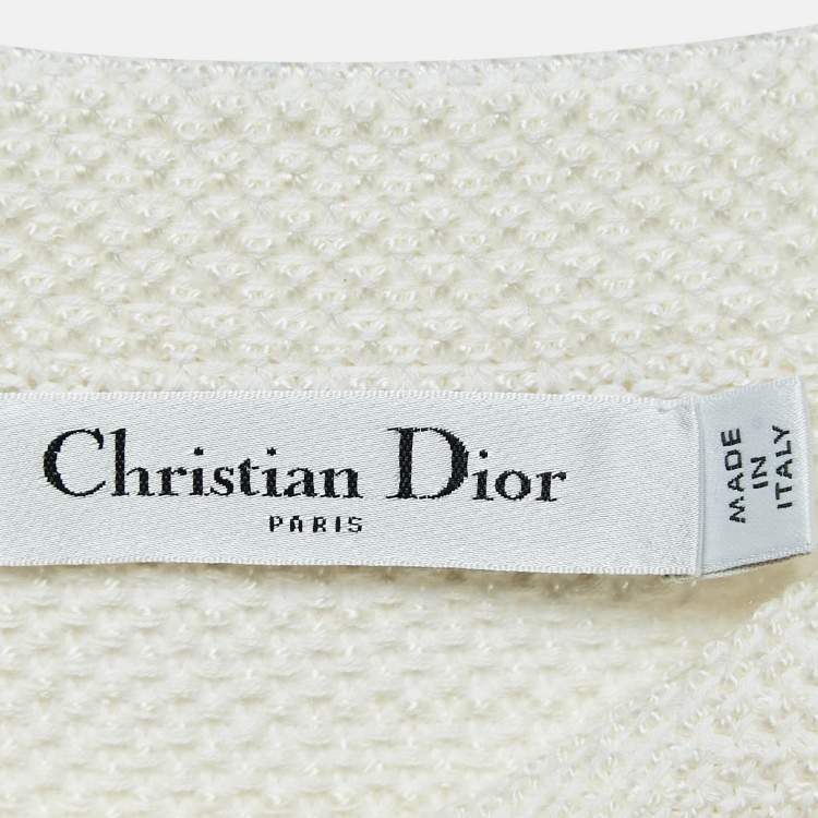 Pre Owned Dior Black Cotton and Silk Knit Short-Sleeved Marinière Crop Jacket M