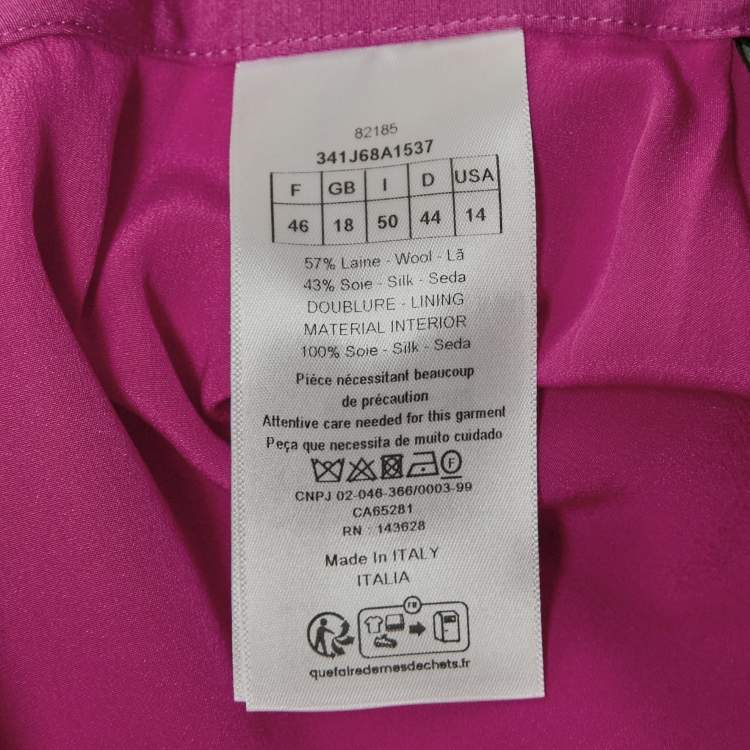 Pre Owned Dior Pink Wool and Silk Blend Pleated Midi Skirt XL
