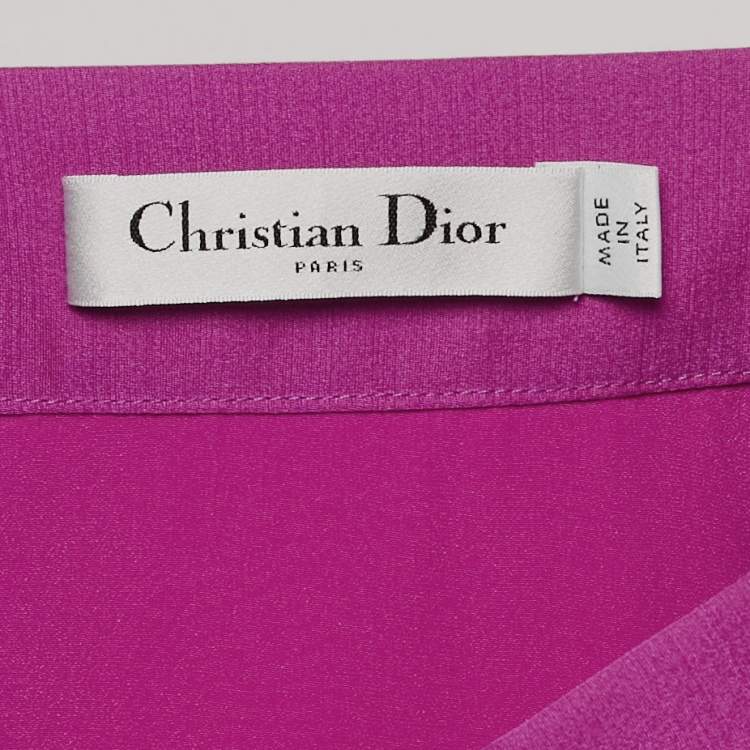 Pre Owned Dior Pink Wool and Silk Blend Pleated Midi Skirt XL