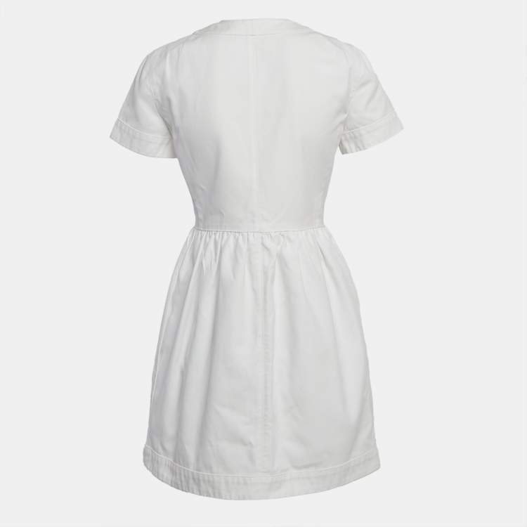 مملوكة مسبقًا Christian Dior White Floral Beaded Cotton Mini Dress M