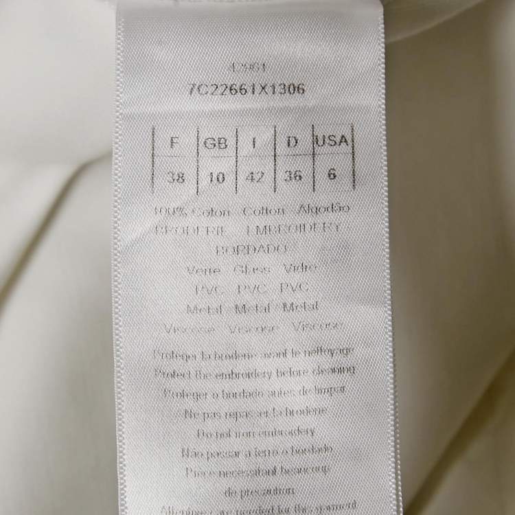 مملوكة مسبقًا Christian Dior White Floral Beaded Cotton Mini Dress M