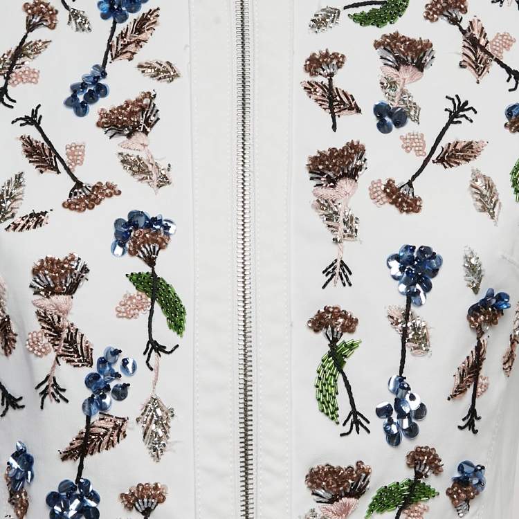 مملوكة مسبقًا Christian Dior White Floral Beaded Cotton Mini Dress M