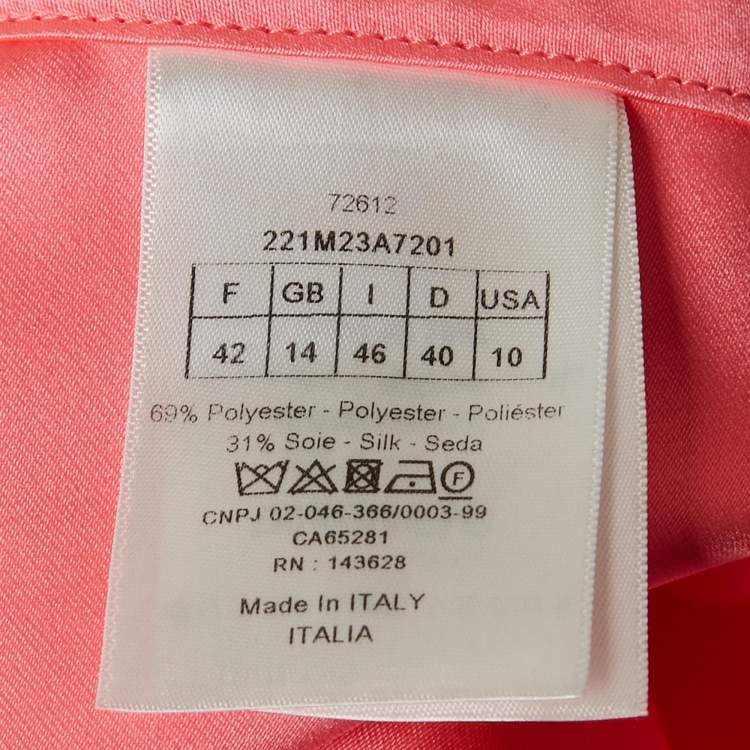 Pre Owned Christian Dior Neon Pink Crepe Single Breasted Long Coat L