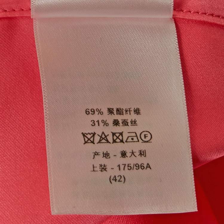 Pre Owned Christian Dior Neon Pink Crepe Single Breasted Long Coat L