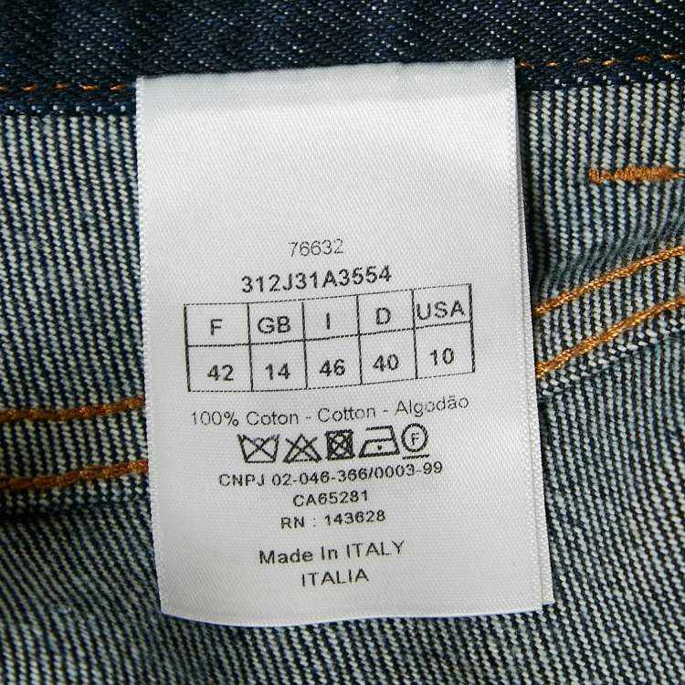 Pre Owned Dior Blue Denim Mid-Length Skirt L