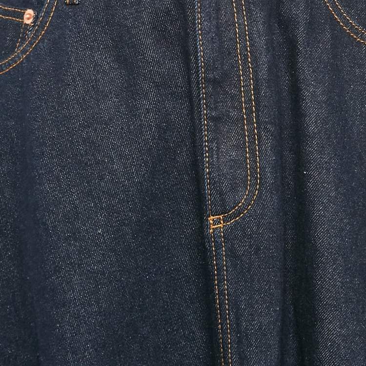 Pre Owned Dior Blue Denim Mid-Length Skirt L