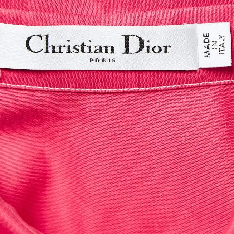 Pre Owned Dior Pink/Multicolor Printed Cotton Shirt and Skirt Set L