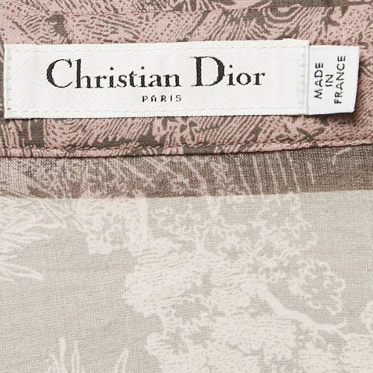 Pre Owned Christian Dior Pink Printed Cotton Dioriviera Toile de Jouy Maxi Shirt Dress M