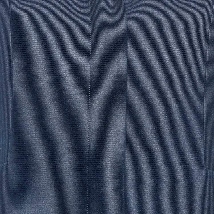 Pre Owned Dior Navy Blue Textured Silk Single Breasted Jacket M