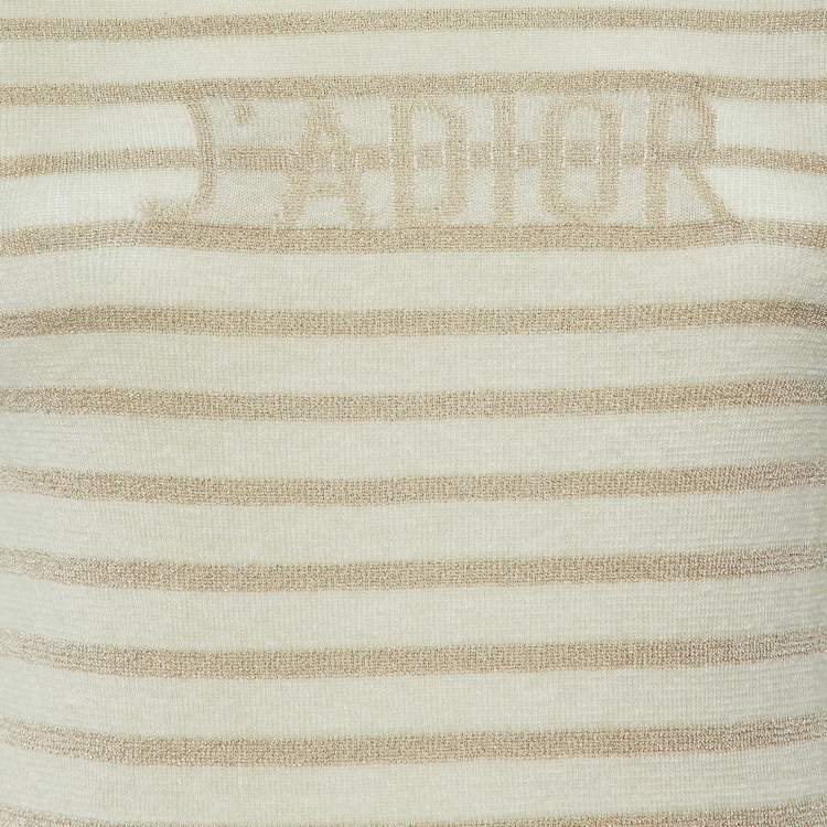 Pre Owned Dior Cream J'Adior Lurex Knit Sweater S