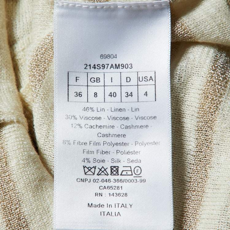 Pre Owned Dior Cream J'Adior Lurex Knit Sweater S