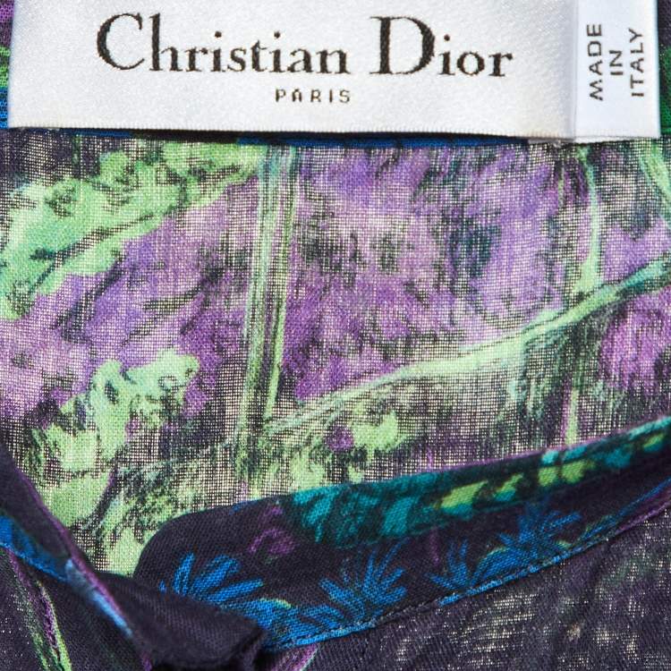 Pre Owned  Dior Purple Toile de Jouy Voyage Cotton Long Sleeve Blouse L