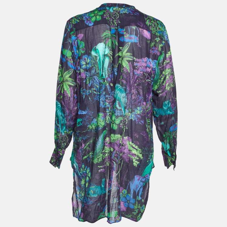 Pre Owned  Dior Purple Toile de Jouy Voyage Cotton Long Sleeve Blouse L