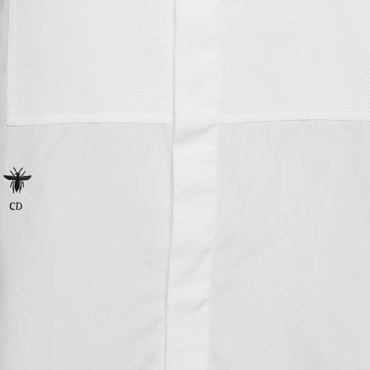 Pre Owned Christian Dior White Cotton Collarless Shirt L