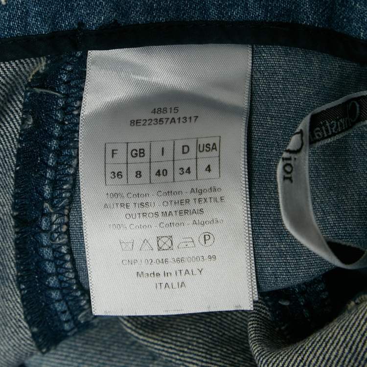 Pre Owned Dior Blue Paneled Denim High-Waist Mini Skirt S