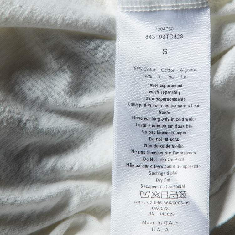 مملوكة مسبقًا Dior Ivory J'Adior 8 Print Cotton & Linen Crew Neck T-Shirt S