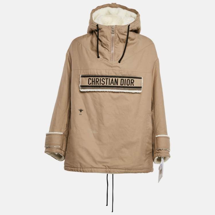 Christian Dior Beige Cotton and Faux Shearling Anorak Jacket