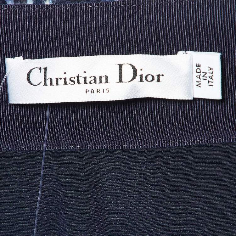 Pre Owned Dior Blue Tweed Fringed Mini Skirt M