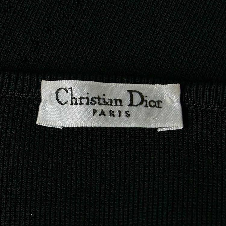 Pre Owned Dior Black Logo Band Detail Knit Bralette Top XS