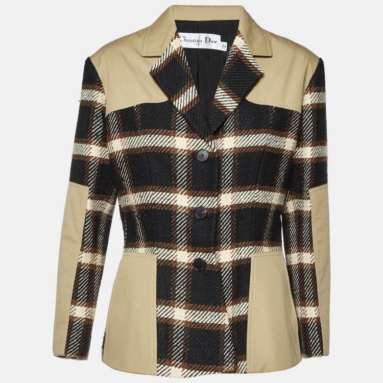 Pre Owned Dior Multicolor Wool and Silk Plaid Single Breasted Jacket XL