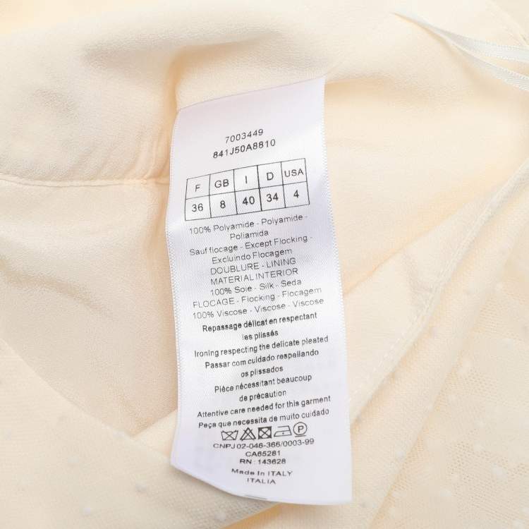Pre Owned Dior Cream Textured Tulle Overlay Gathered Midi Skirt S