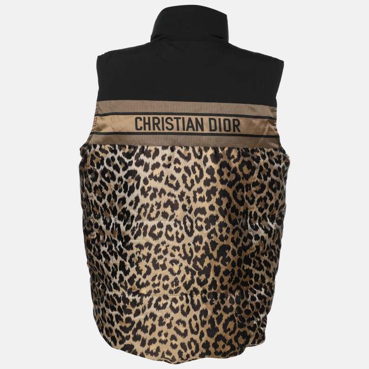 Pre Owned Dior Multicolor Leopard Print Polyester Sleeveless Reversible Jacket L