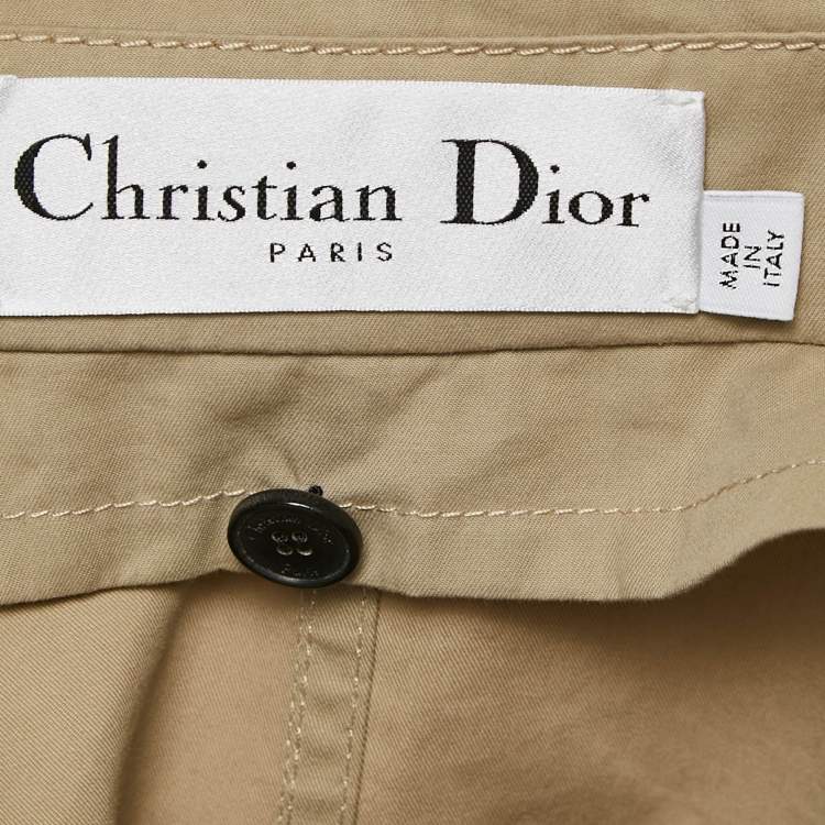 Pre Owned Dior Beige Cotton Detachable Over Jacket Belted Cannage Coat L