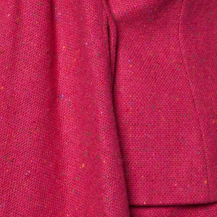 Pre Owned Dior Pink Wool Lace Trimmed Skirt Suit M
