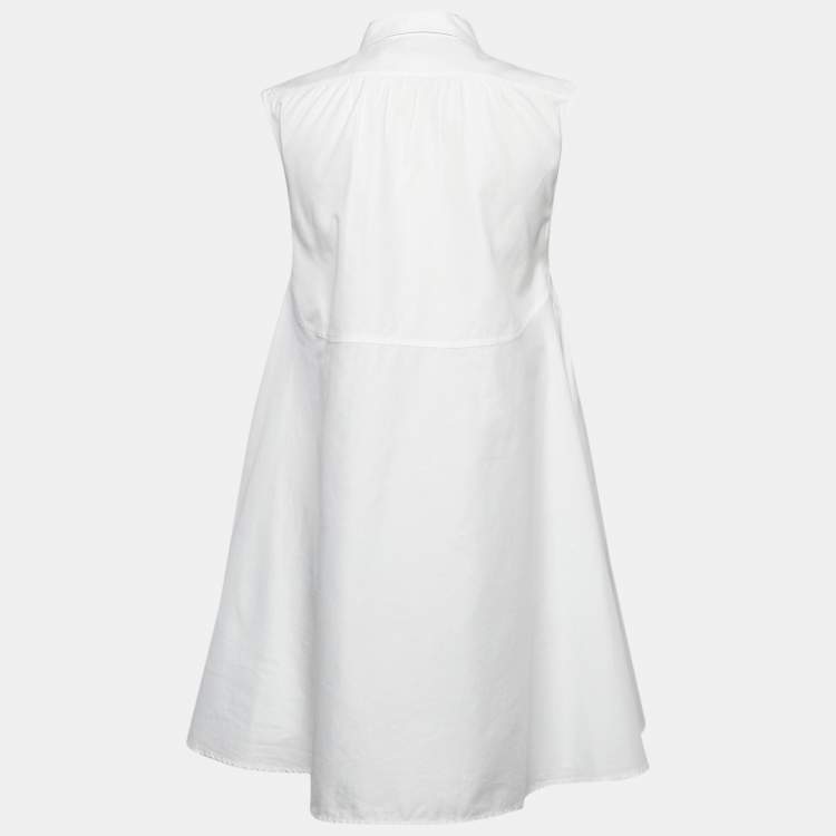 Pre Owned Dior White Cotton Flared Sleeveless Mini Dress S
