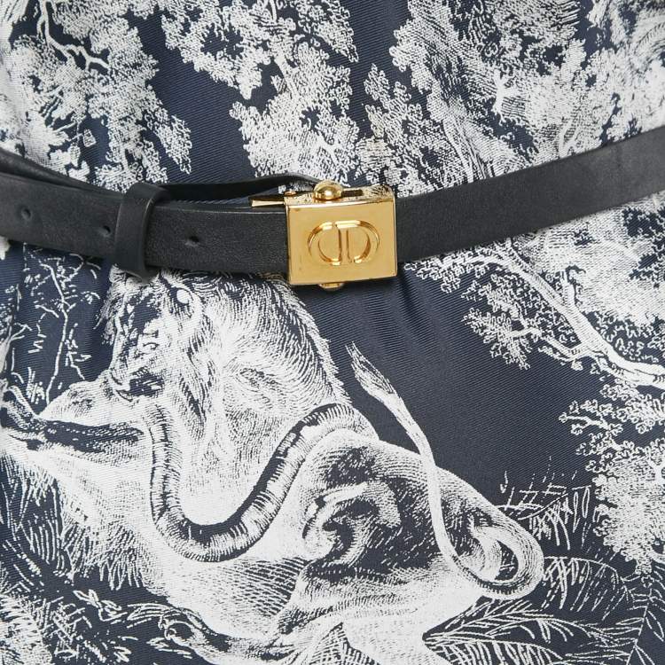 Pre Owned Christian Dior Blue Toile de Jouy Sauvage Silk Belted Top XS