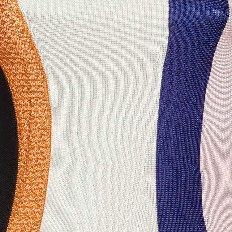 Pre Owned Dior Multicolor Paneled Jersey Sleeveless Midi Dress L