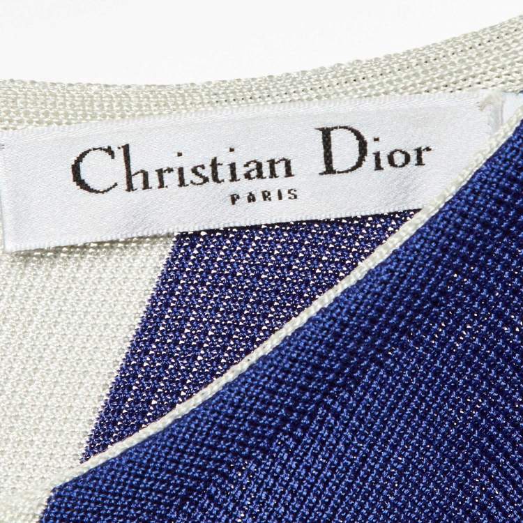 Pre Owned Dior Multicolor Paneled Jersey Sleeveless Midi Dress L