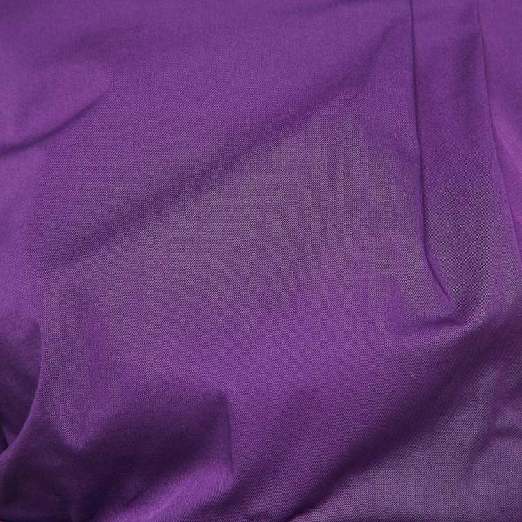 Pre Owned Dior Purple Gathered Cotton Sleeveless Short Dress M