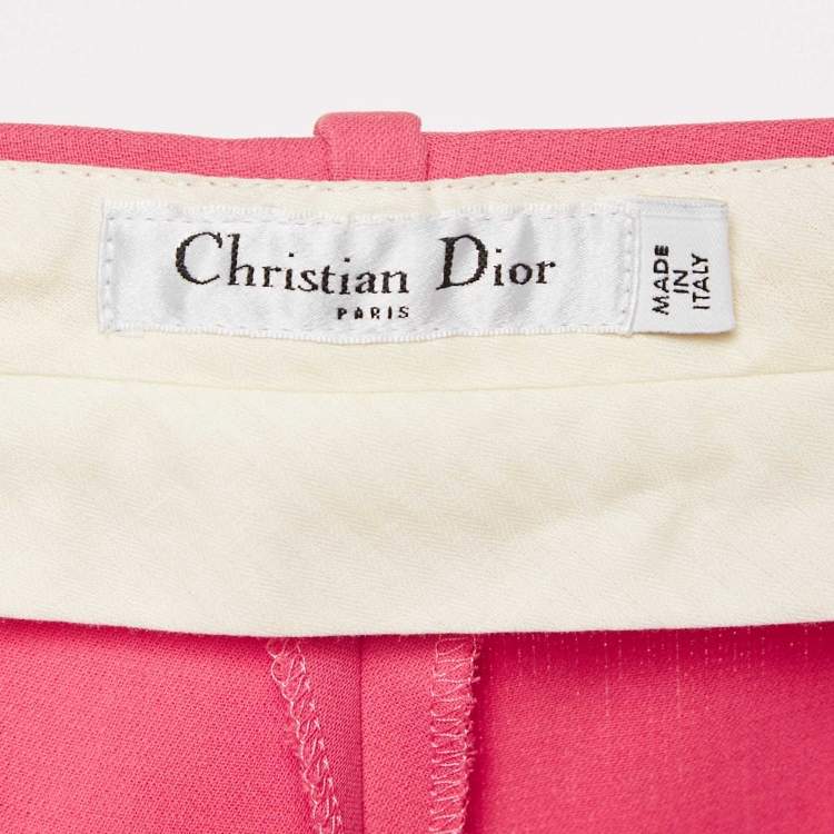 Pre Owned Christian Dior Pink Cotton Trousers L