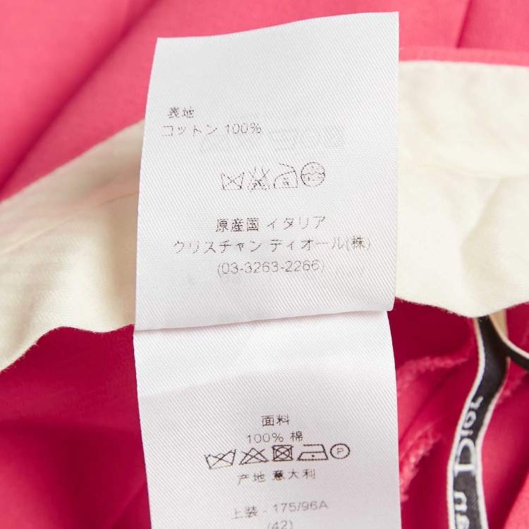 Pre Owned Christian Dior Pink Cotton Trousers L