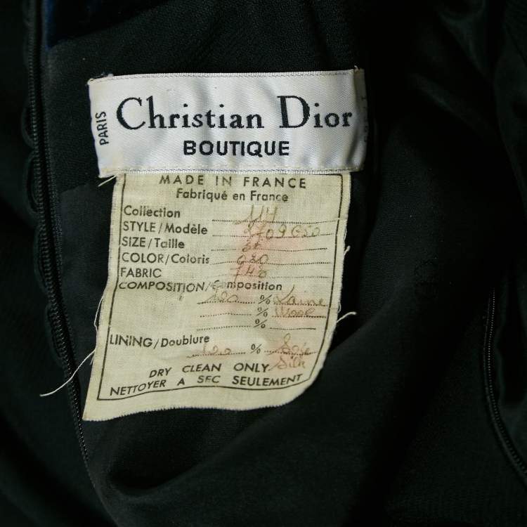 Pre Owned Christian Dior Boutique Black Wool Velvet Collar Mini Dress S