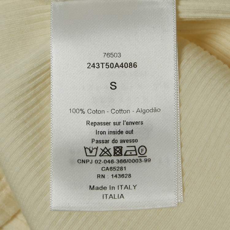 Pre Owned Christian Dior Cream Logo Embroidered Rib Knit Tank Top S