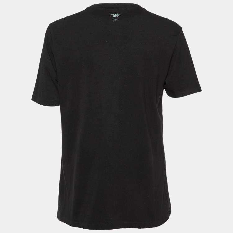 Pre Owned Dior Black Printed Cotton T-Shirt M