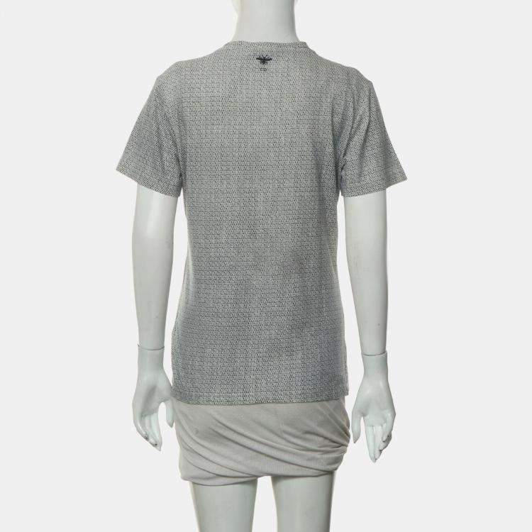 Pre Owned Dior Navy Blue/White Cotton and Linen L'etoile T Shirt S