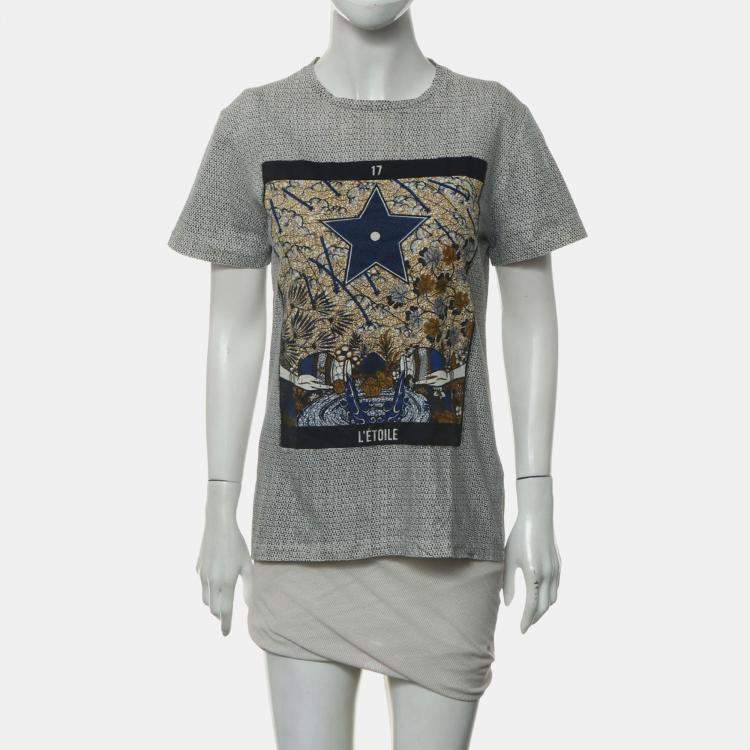 Pre Owned Dior Navy Blue/White Cotton and Linen L'etoile T Shirt S