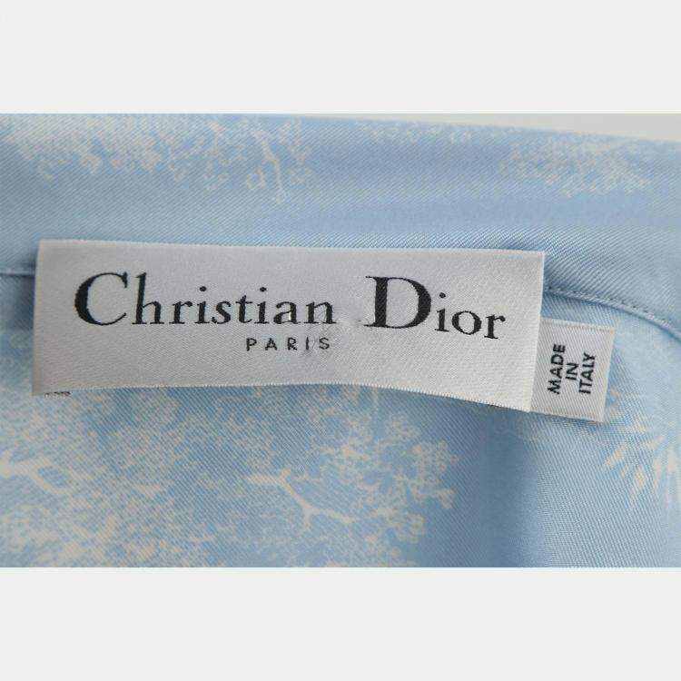 Pre Owned Christian Dior Printed Long Sleeve Silk Shirt S