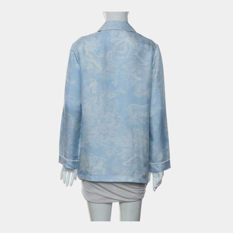 Pre Owned Christian Dior Printed Long Sleeve Silk Shirt S