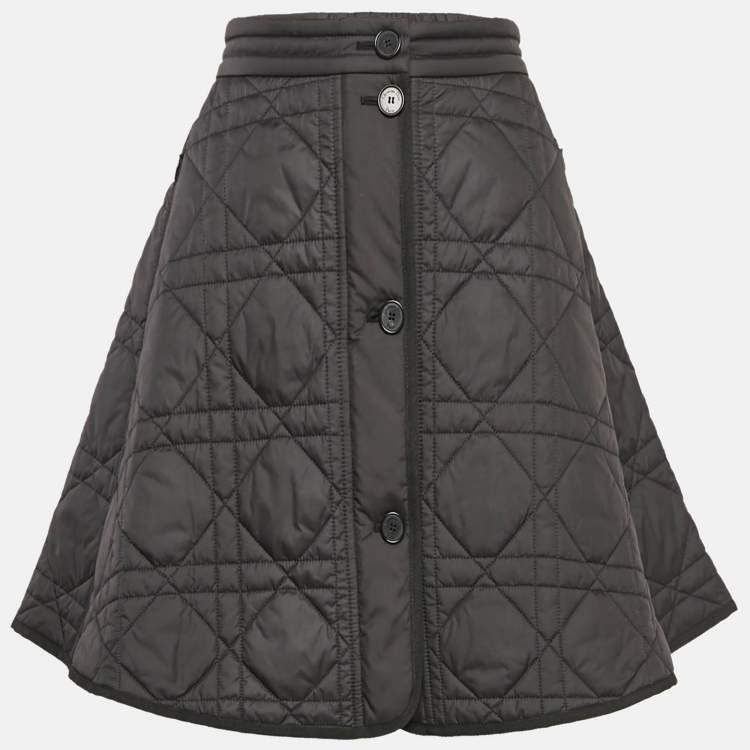 Pre Owned Christian Dior Black Synthetic Quilted A-Line Mini Skirt M
