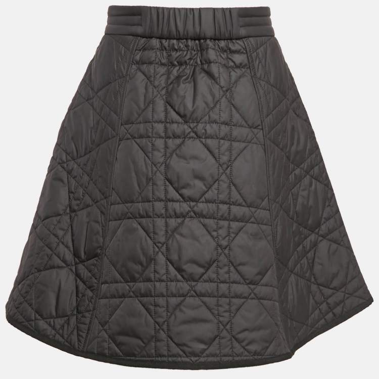 Pre Owned Christian Dior Black Synthetic Quilted A-Line Mini Skirt M