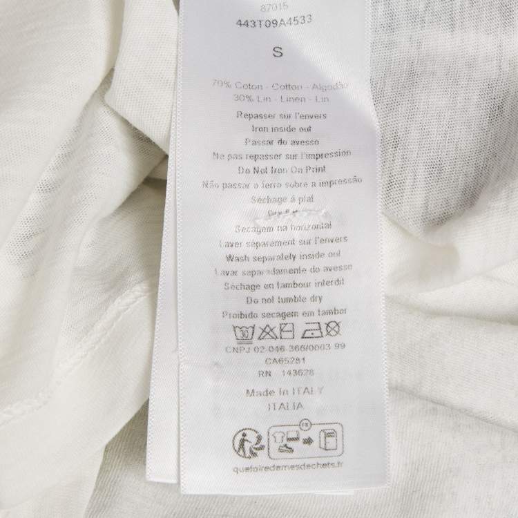 Pre Owned Christian Dior White Eiffel Tower Print Jersey T-Shirt S