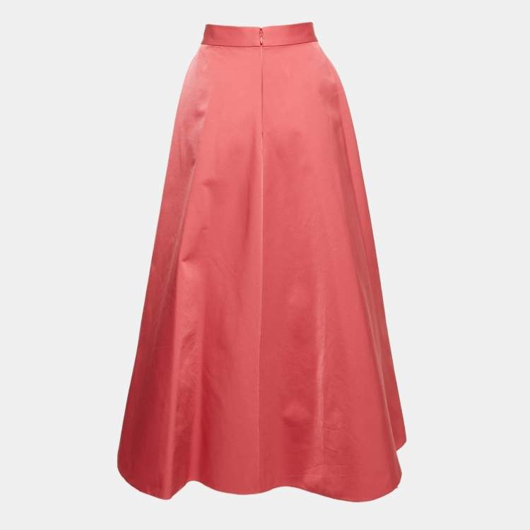 Pre Owned Christian Dior Pink Wool Blend Pleated Long Skirt L