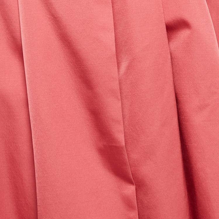 Pre Owned Christian Dior Pink Wool Blend Pleated Long Skirt L