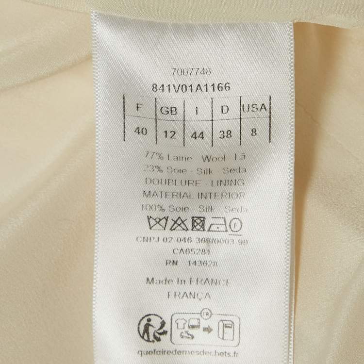 Pre Owned Christian Dior Cream Wool Blend Single Breasted Blazer M