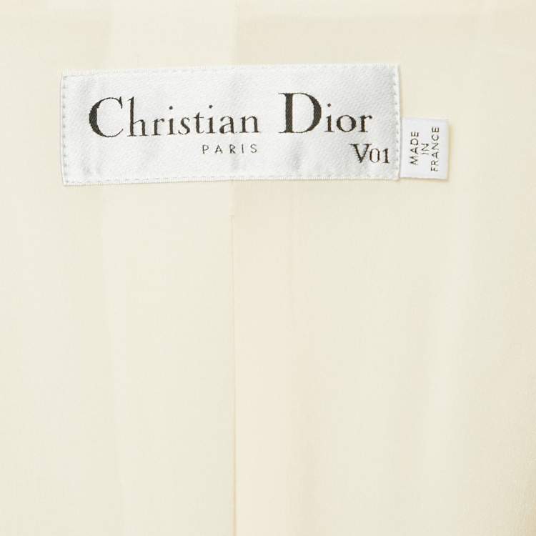 Pre Owned Christian Dior Cream Wool Blend Single Breasted Blazer M