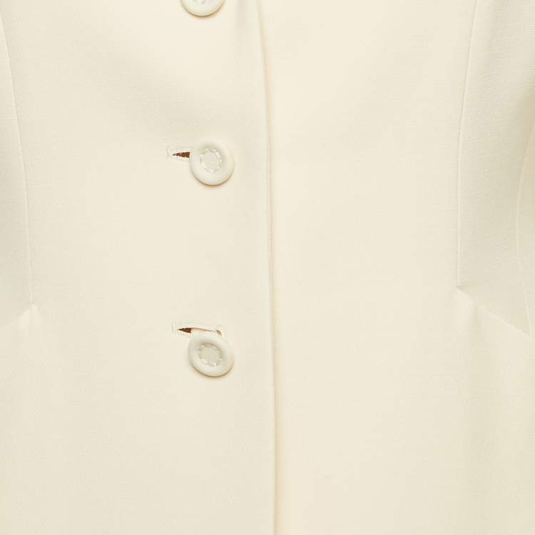 Pre Owned Christian Dior Cream Wool Blend Single Breasted Blazer M